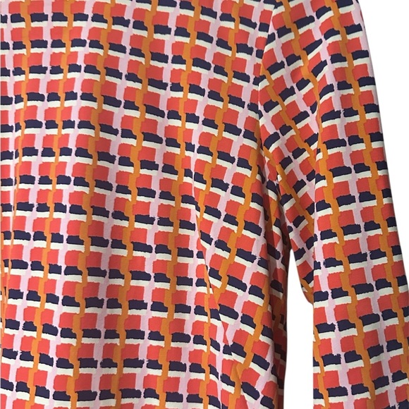 J. McLaughlin Orange Sheath Dress 3/4 Sleeve Crew Neck - Picture 4 of 5